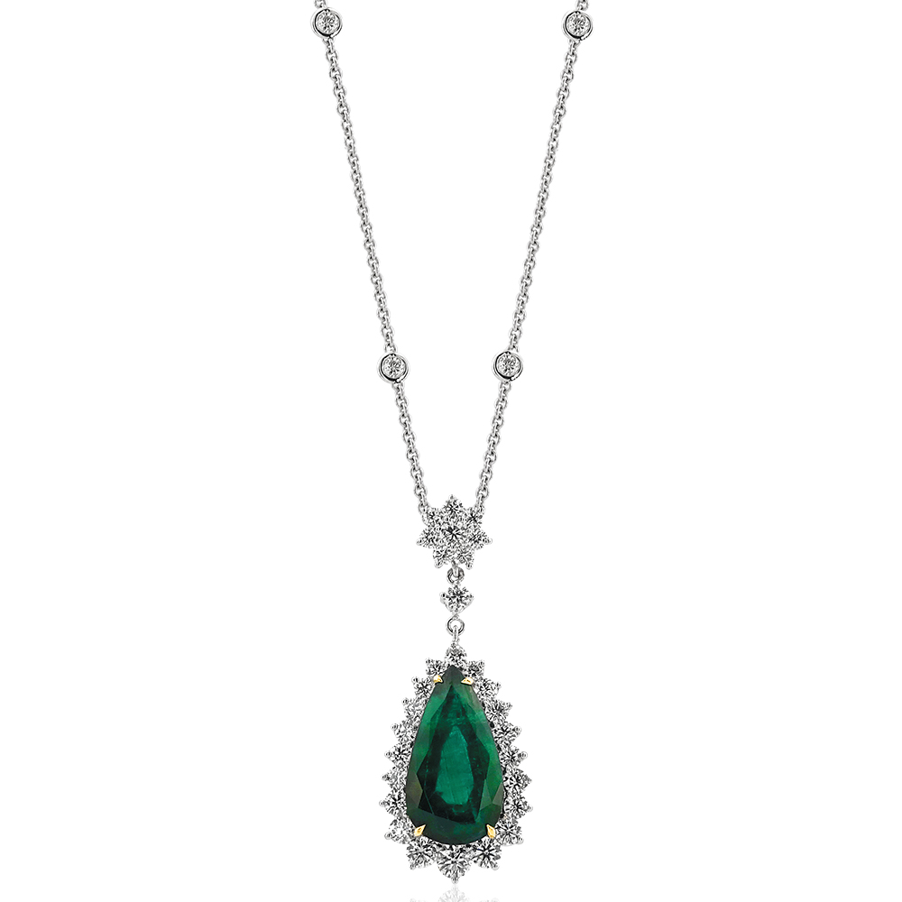 12,12 Ct. Diamond Emerald Pendant